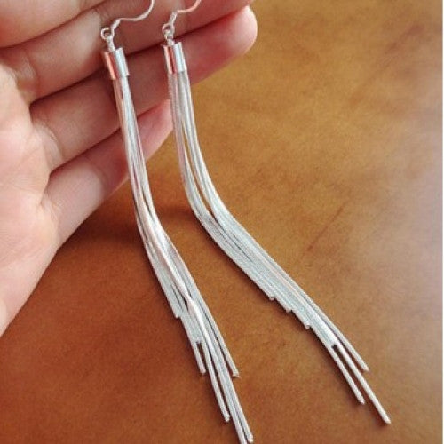 Vintage Long Earings 925 Sterling Silver Tassel