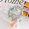 Multilayer Metal Bracelet Colorful Beads Coin Tassel Bracelets Bohemia Style