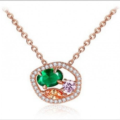 Rhinestone Material Women Gift Maxi Necklace 18K Gold Plated