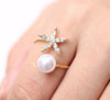 Starfish and Imitation Pearl Rings Gold